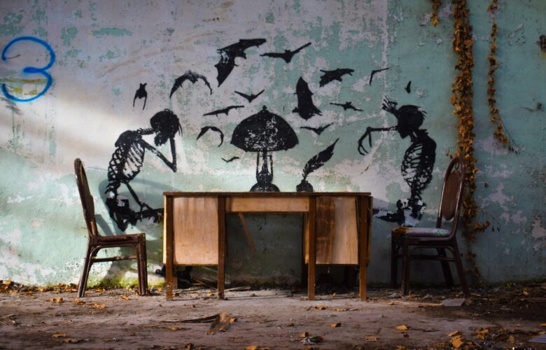 Urbex avec tag de squelette